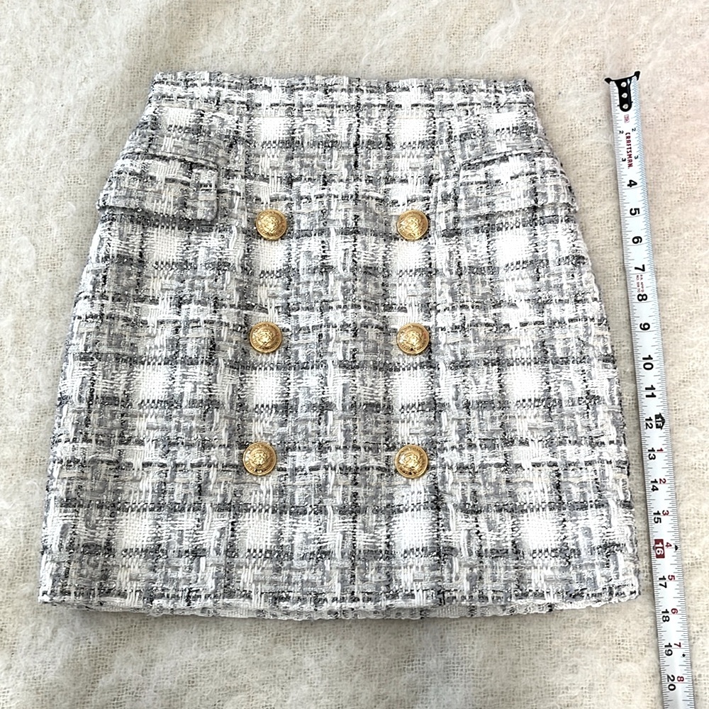 Balmain tweed mini skirt, US6
